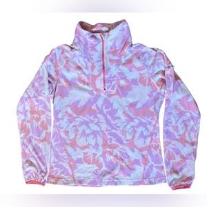 Columbia women's fleece half zip pullover jacket long sleeves size S floral pink